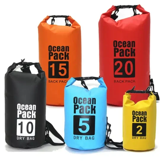 Intere vendite 2L 3L 5L 10L 15L 20L 25L 30L PVC Ocean Park Beach Camping Trekking Borsa asciutta sotto l'acqua Borsa impermeabile